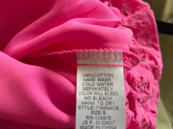 Entro Hot Pink One Shoulder Eyelet Top Small Ruffle Trim Feminine 100% Cotton Summer - Image 6