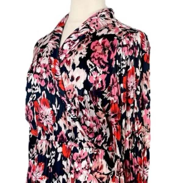 Lane Bryant Maxi Dress Faux Wrap Shawl Black Pink Floral Satin Women’s Size 18 - Image 10