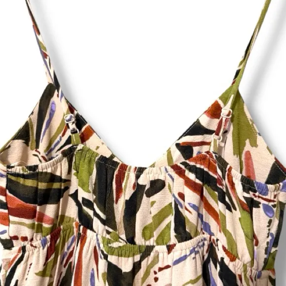 Monteau Los Angeles XS Maxi Dress adjustable straps elastic under bust leaf fall - Image 3