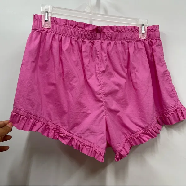 pink aerie shorts size Medium paper bag high waisted ruffle hem lightweight - Image 3