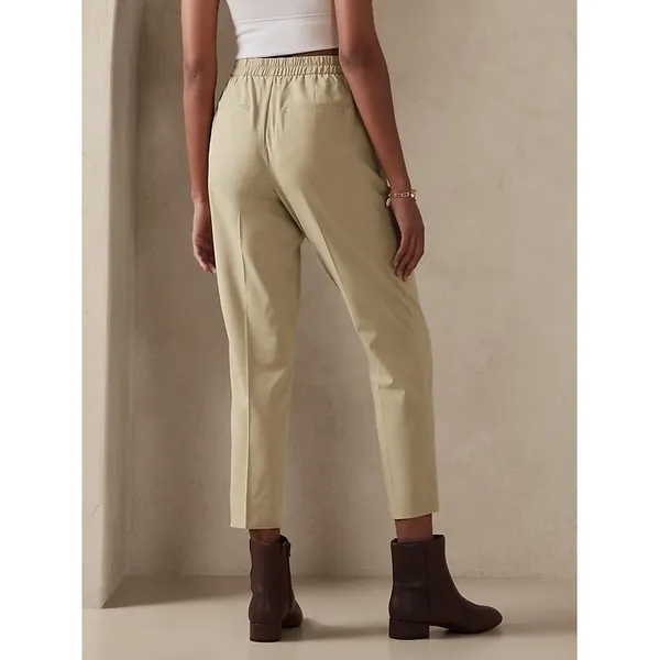 Banana Republic Airstretch Tapered Pant Khaki Beige Elastic Waist Ankle M - Image 2
