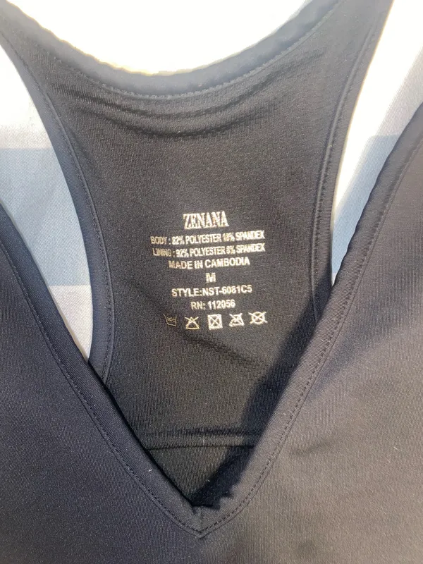 Zenana Black V-Neck padded Racerback Sports Bra STYLE:NST-6081C5 RN: 112056 - Image 3