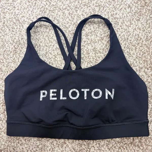 Lululemon‎ Peloton Energy Bra Women 8/M Black Strappy Camo Logo Sports Bra Top - Image 6
