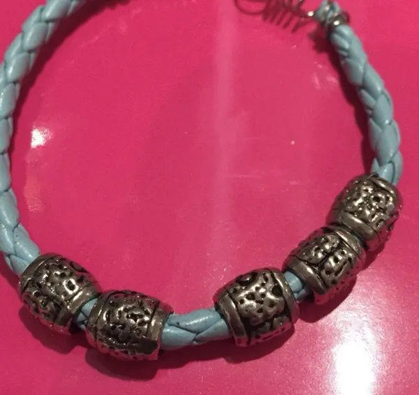 Blue Braided Boho Leather Bracelet - Image 2