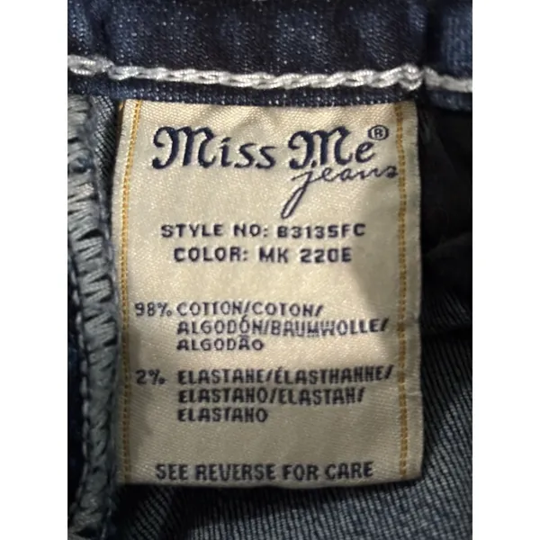Miss Me Crop Denim Jeans Sequins/Embroidered/Gems Logo‎ Size 27 Western/Boho - Image 8
