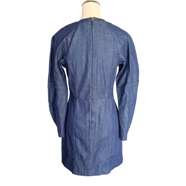Banana Republic‎ Denim Fit and Flare Mini Dress Indigo Blue Long Sleeve Size 6 - Image 4