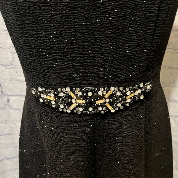 Eliza J Cocktail Dress Black Sleeveless Sparkle Rhinestone Sz 10 Fit & Flare - Image 3
