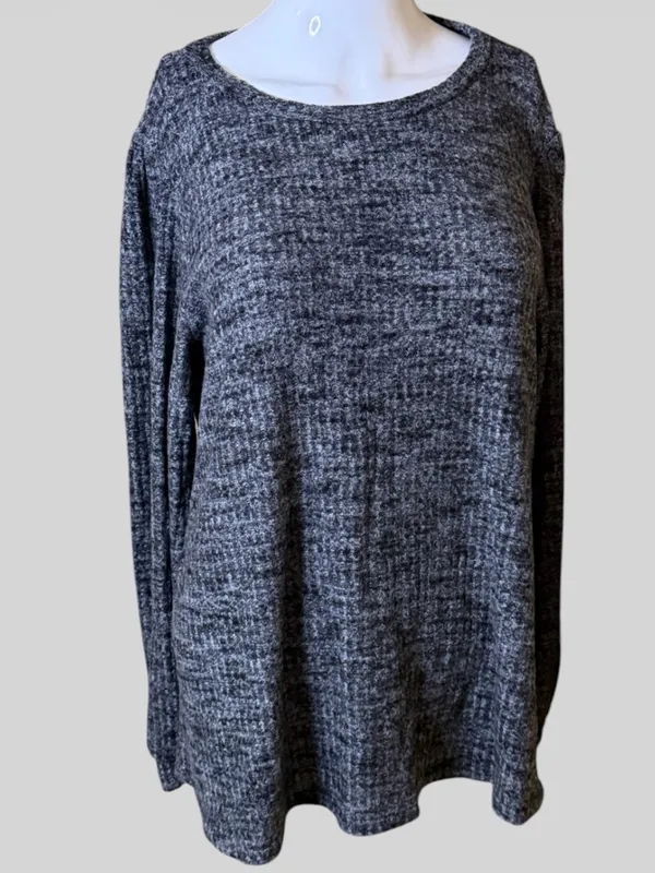 Relaxed Heather Charcoal Pullover Sweatshirt Gray Size L - Image 6