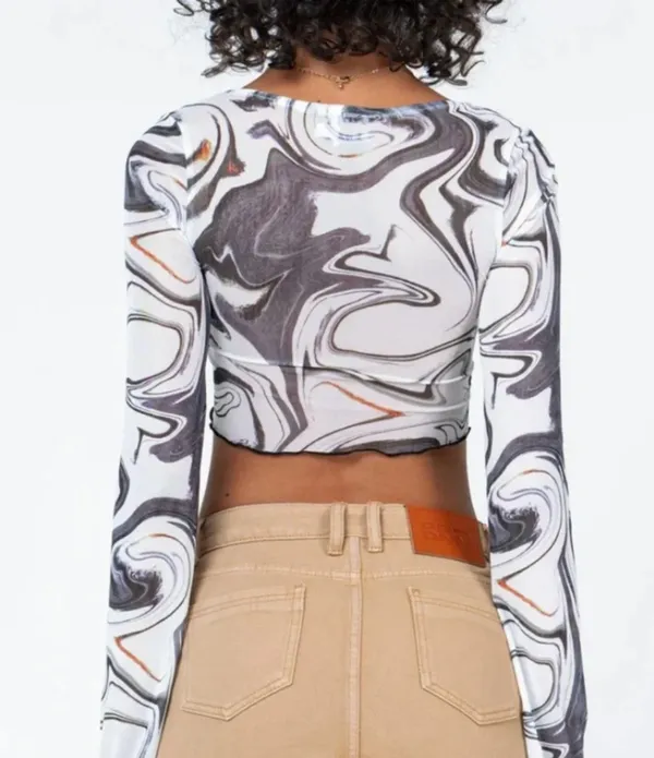 Princess polly cropped bell sleeve top - Image 3