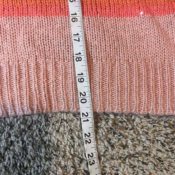 LC Lauren Conrad XL Striped Knit Sweater Womens Pink‎ Orange Balloon Sleeve - Image 4