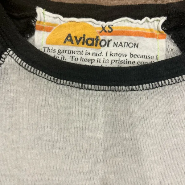 Rare Aviator nation Black and White Aspen Jazz Snowmass Long Sleeve Baseball Tee - Image 4