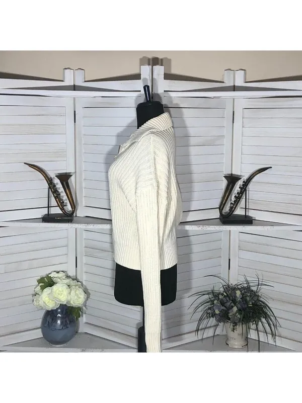 Vintage 90s cream cardigan cotton ribbed cottage peppy Fisherman Coastal cowgirl - Image 4