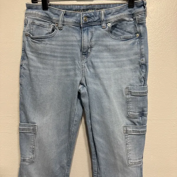 American Eagle Jeans Mid Rise Kick Boot Stretch Cargo Pockets Womens 8 L 30x33.5 - Image 2