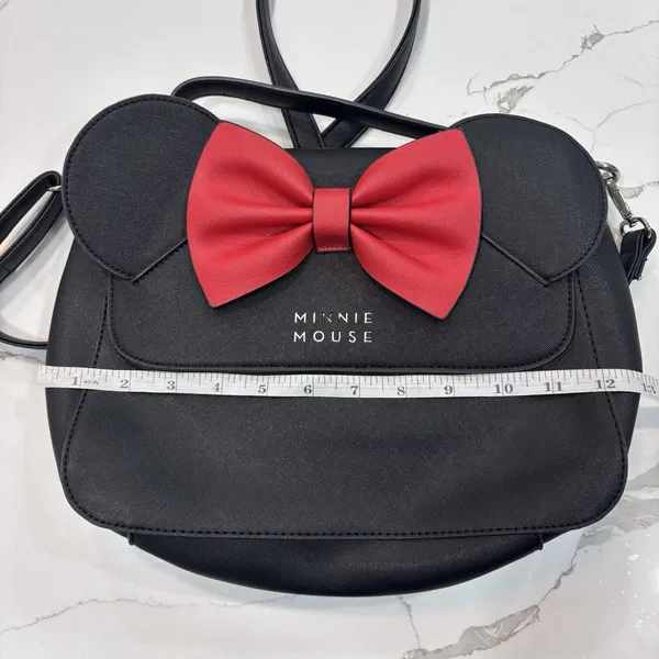 Disney Loungefly Minnie Mouse Black Crossbody Handbag Red Bow - Image 8