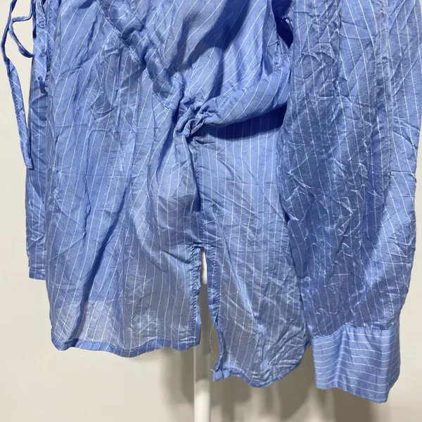Zara Wrinkled Drawstring Waist Striped Shirt 4387/042/044 Blue White Size XL - Image 13