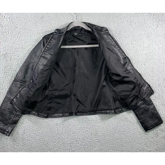 Baccini Faux Leather Jacket Women‎ Medium Petite Motorcycle - Image 4