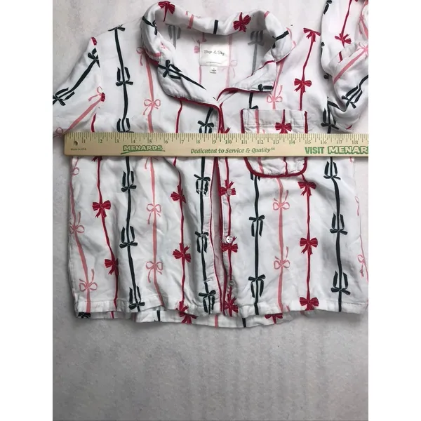 Sage & Sky Womens White Red Black‎ Bow Ribbon Pajama Set Size S Long Sleeve Crop - Image 3