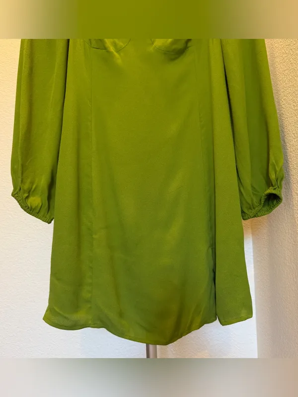Aritzia Wilfred Novella Dress in Succulent Green Size 8 Puff Long Sleeve - Image 4