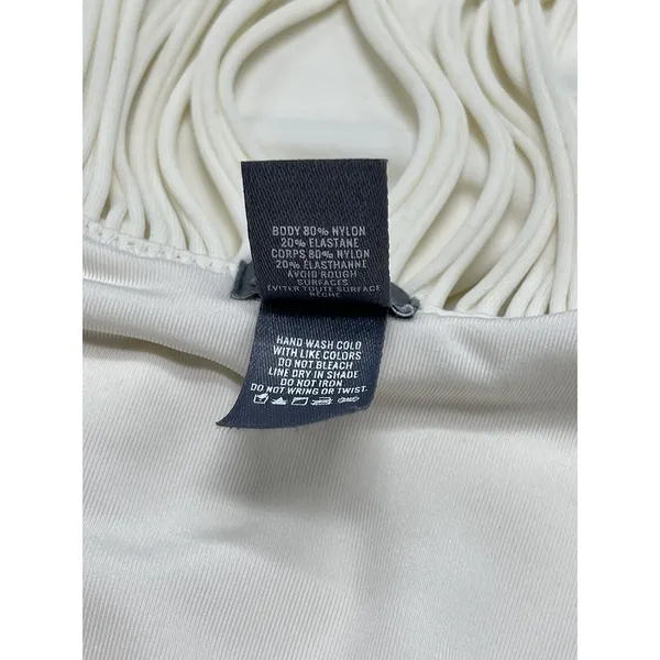 Aerie Women Medium Macrame Halter‎ Top One Piece Swimsuit White - Image 5