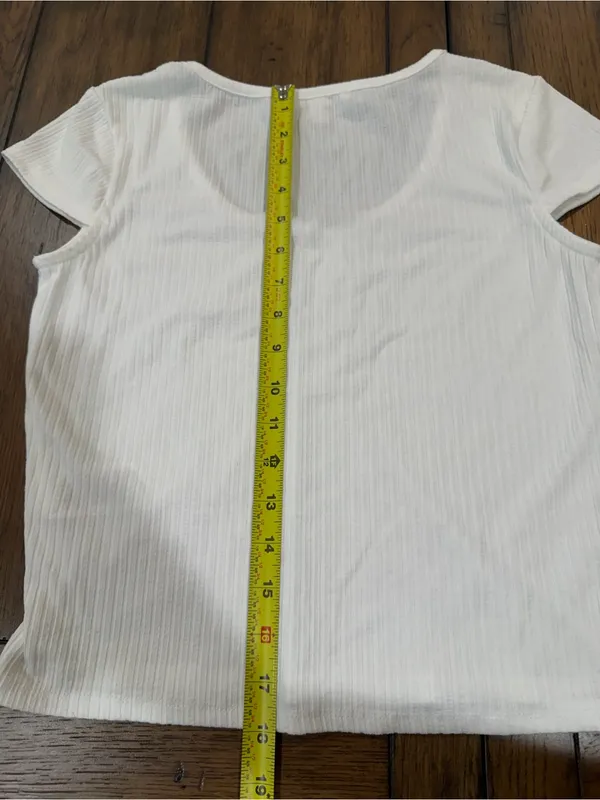 Gianni Bini White Ribbed Scoop Neck Short Sleeve Tee M - Image 5