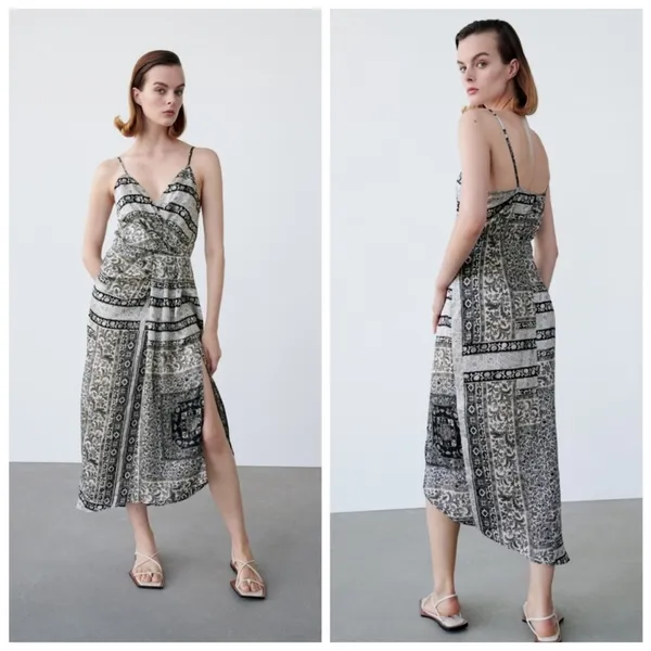 Zara Asymmetrical Dress in Black and White - Image 2