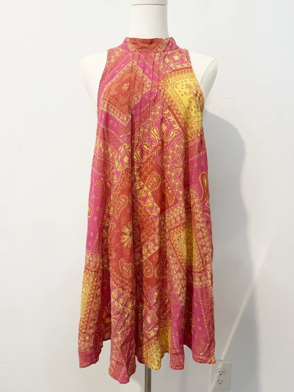 Free People Beaux Dress Size Large Paisley High Neck V‎ Back Boho Festival Fairy - Image 2