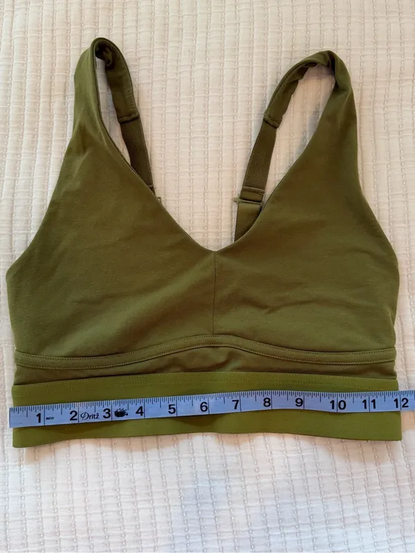 Fabletics Olive Green V-Neck Strappy Back Sports Bra - Image 7