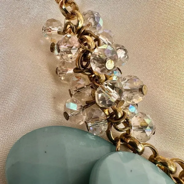 Orange and blue teardrop double strand statement necklace - Image 11