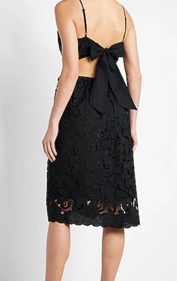 Lace Tie Back Side Cutout Midi Dress - Image 2