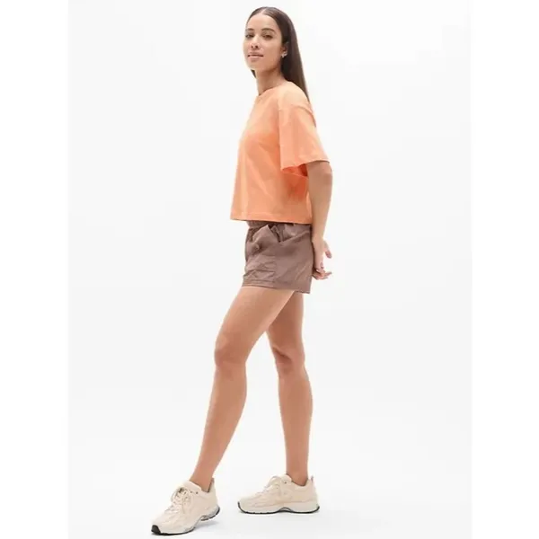 Athleta M True Cotton Crop Tee Papaya Orange Medium Regular - Image 4