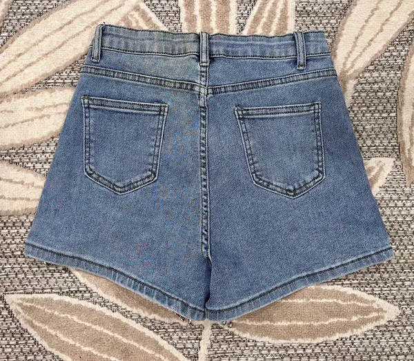 Rhinestone Denim Shorts Blue - Image 2