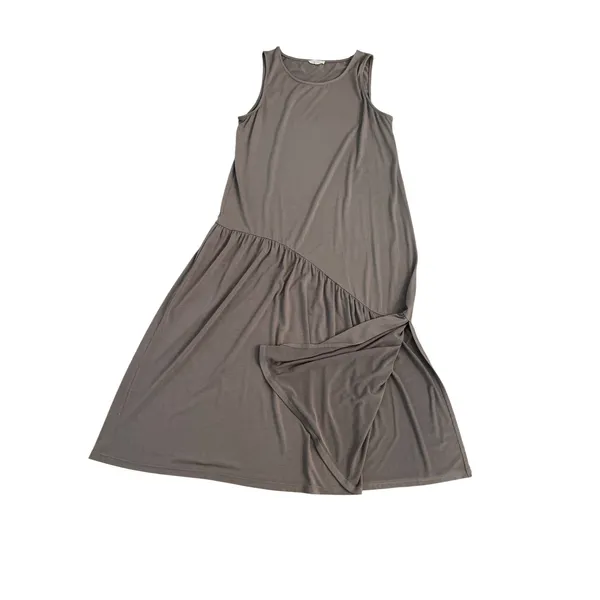 Easel Los Angeles Taupe Brown Asymmetrical Tiered Sleeveless Midi Dress Large - Image 4