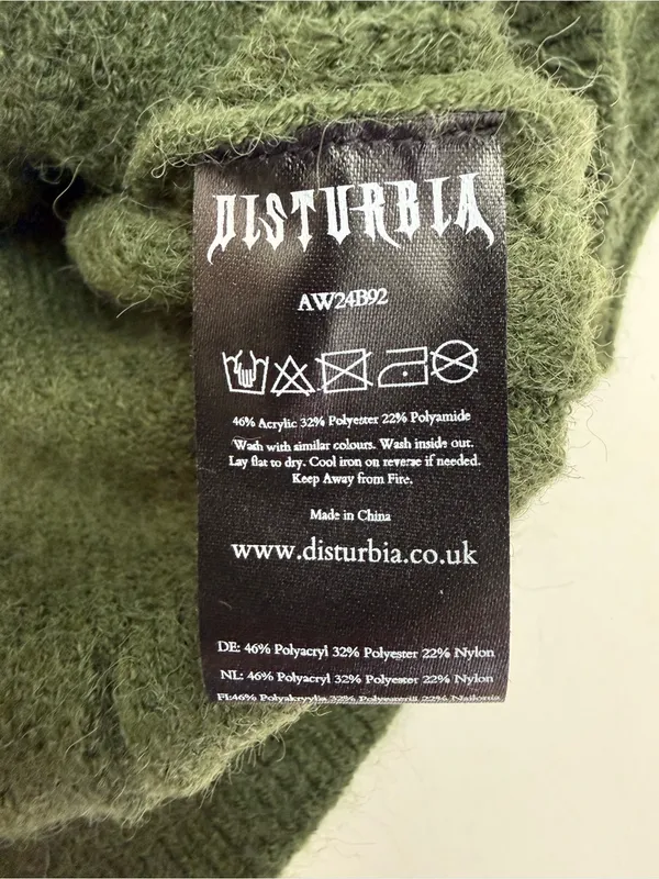 Disturbia Dianne Embroidered Cable Knit Cardigan Moon Star Fern Olive Green Knit - Image 15