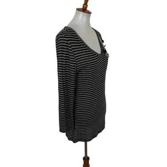 MaxMara Weekend Top Large Gray Striped Long Sleeve Designer‎ Minimalist - Image 3