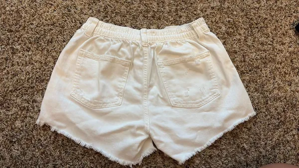 Aerie White Jean Shorts Elastic Waist - Image 2