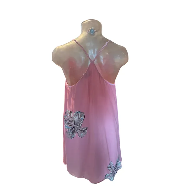 Y2K WET SEAL Printed Babydoll Mini Slip Dress Spaghetti Strap Size Small S Pink - Image 3
