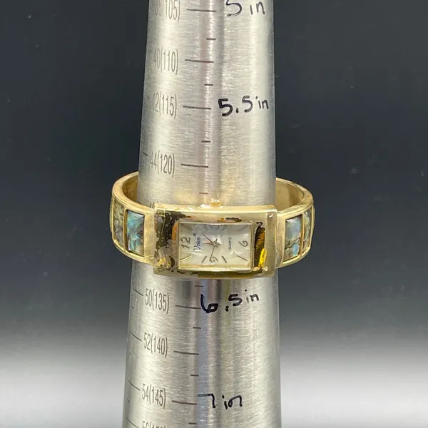 Vivani Abalone Watch Women 22mm Silver Tone MOP Dial Cuff Untested Original Box - Image 10