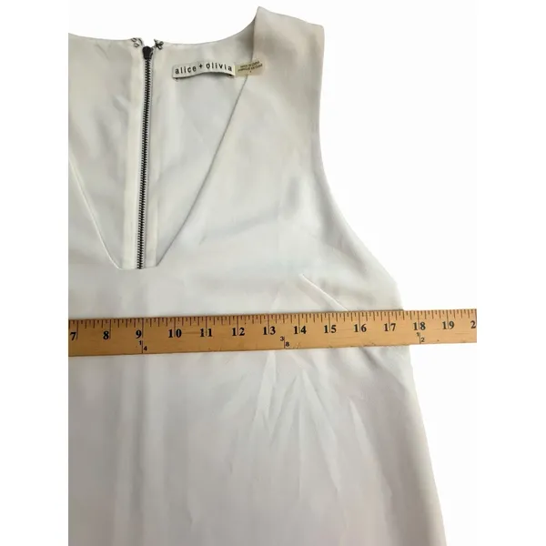 Alice + Olivia Shift Mini Dress Womens Size 4 White Satin Cocktail Lined #CC1-1 - Image 8