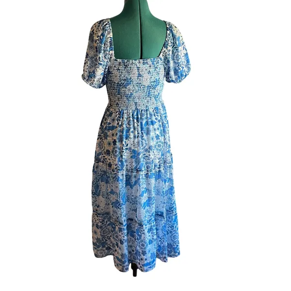 Sincerely Jules Blue Dress Floral Cottage Prairie Bridal Shower Baby Shower M - Image 2