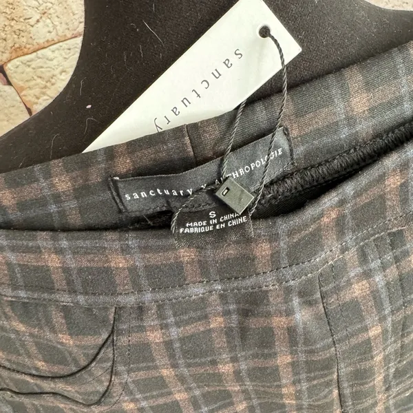 Sanctuary x Anthropologie Black and Brown Plaid Pants NWT WOMENS SIZE SMALL - Image 2