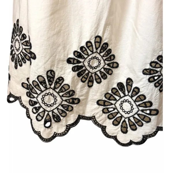 Universal Thread Womens Size XL Cream Black Embroidered Midi Dress Boho Pockets - Image 11