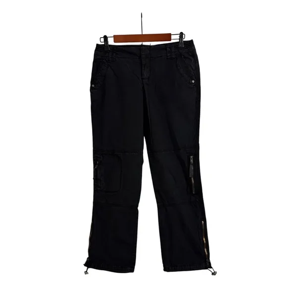 Marrakech Y2K Loose Chore Utility Black Baggy Relaxed Fit Cargo Pants Size 27 - Image 2