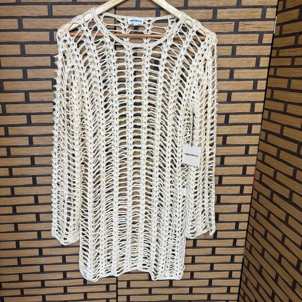 Super Down Ivory Miranda Crochet‎ Mini Dress Size Medium - Image 3