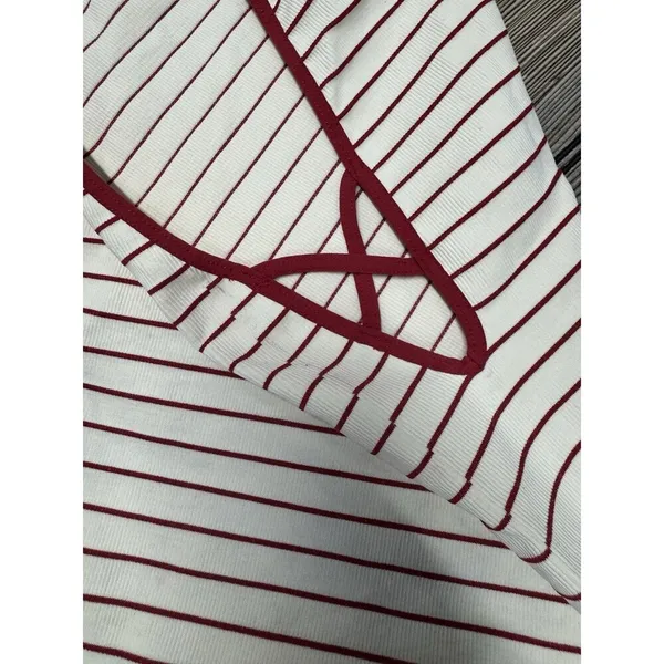 FREE PEOPLE Movement Red And Cream Stripe High Neck Tank Top M/L - Image 5