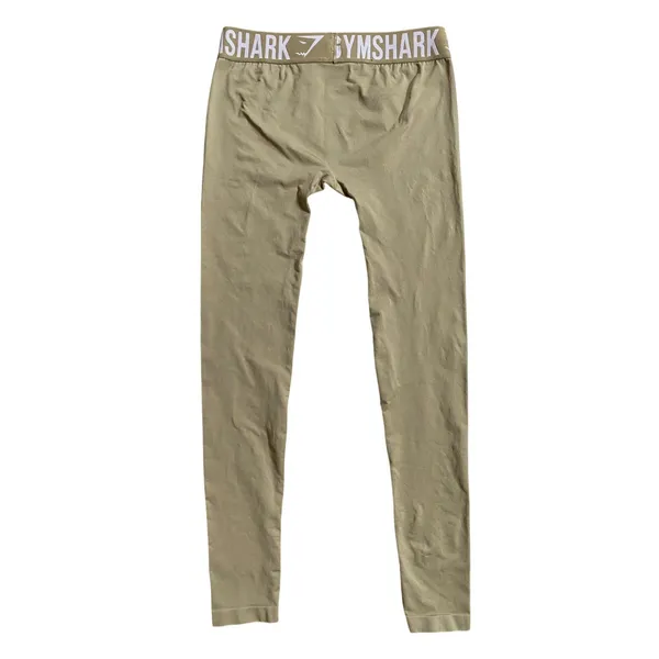 Gymshark Flex Leggings Womens‎ Medium Olive Green Seamless Logo Waistband Pants - Image 7