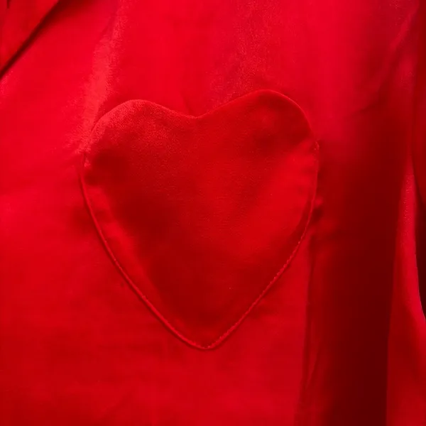No Boundaries New!Red Satin Heart Pocket Pajama Set size M - Image 4