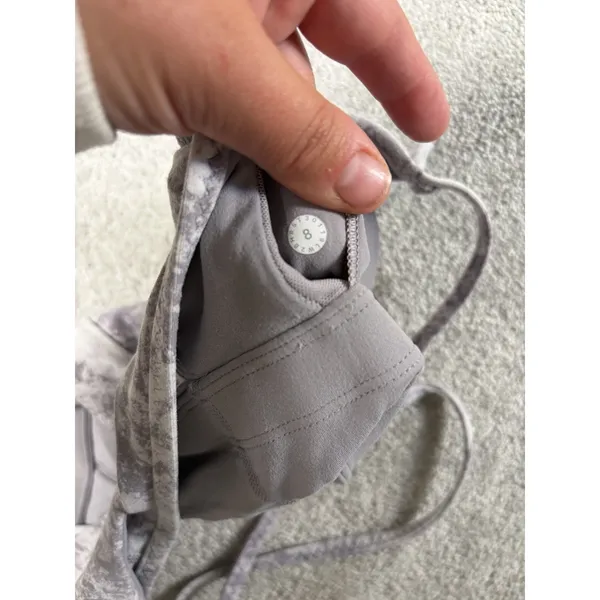 Lululemon Sports Bra Womens‎ 8 White Gray Marble Strappy Yoga Expand Your Limits - Image 4