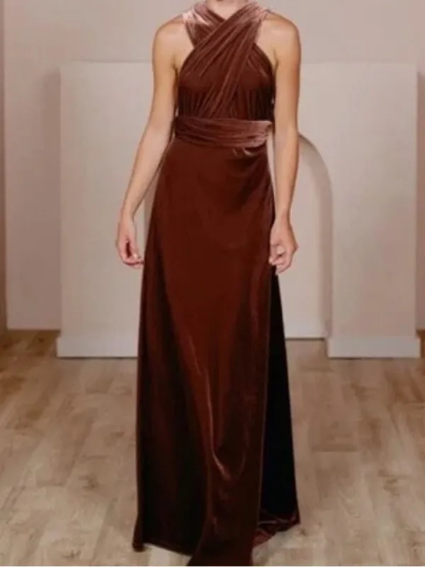 Revelry Micah Convertible Velvet Dress in Terracotta - Image 7