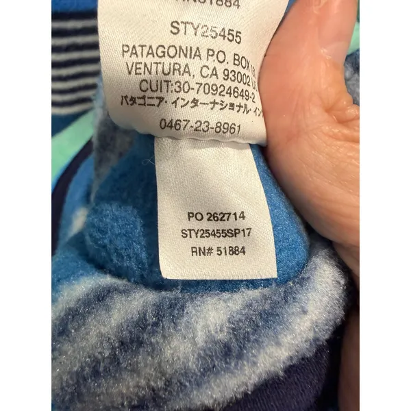 Patagonia Womens Fleece Pullover XL Blue Striped Synchilla Snap-T 25455 SP17 - Image 7
