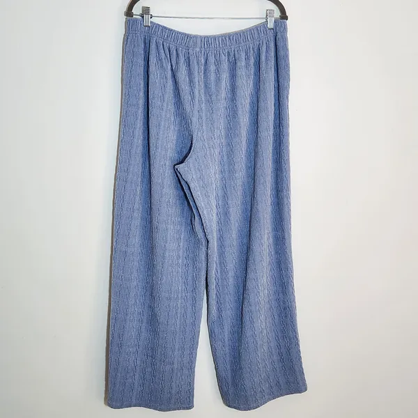 Offline by Aerie Light Blue Cable Knit Wide Leg Lounge Pants Size XL Long - Image 4